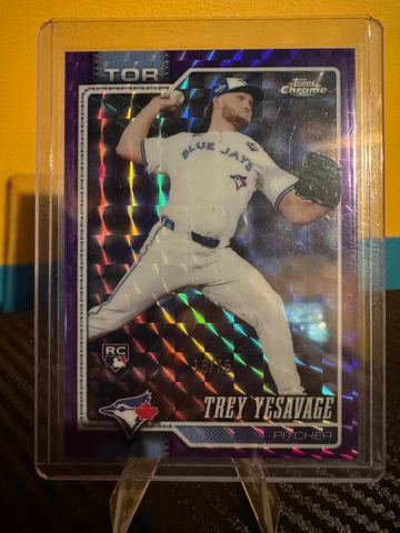 2026 Topps Chrome Baseball Trey Yesavage #86 Purple Geometric Refractor, Raw, front of the card