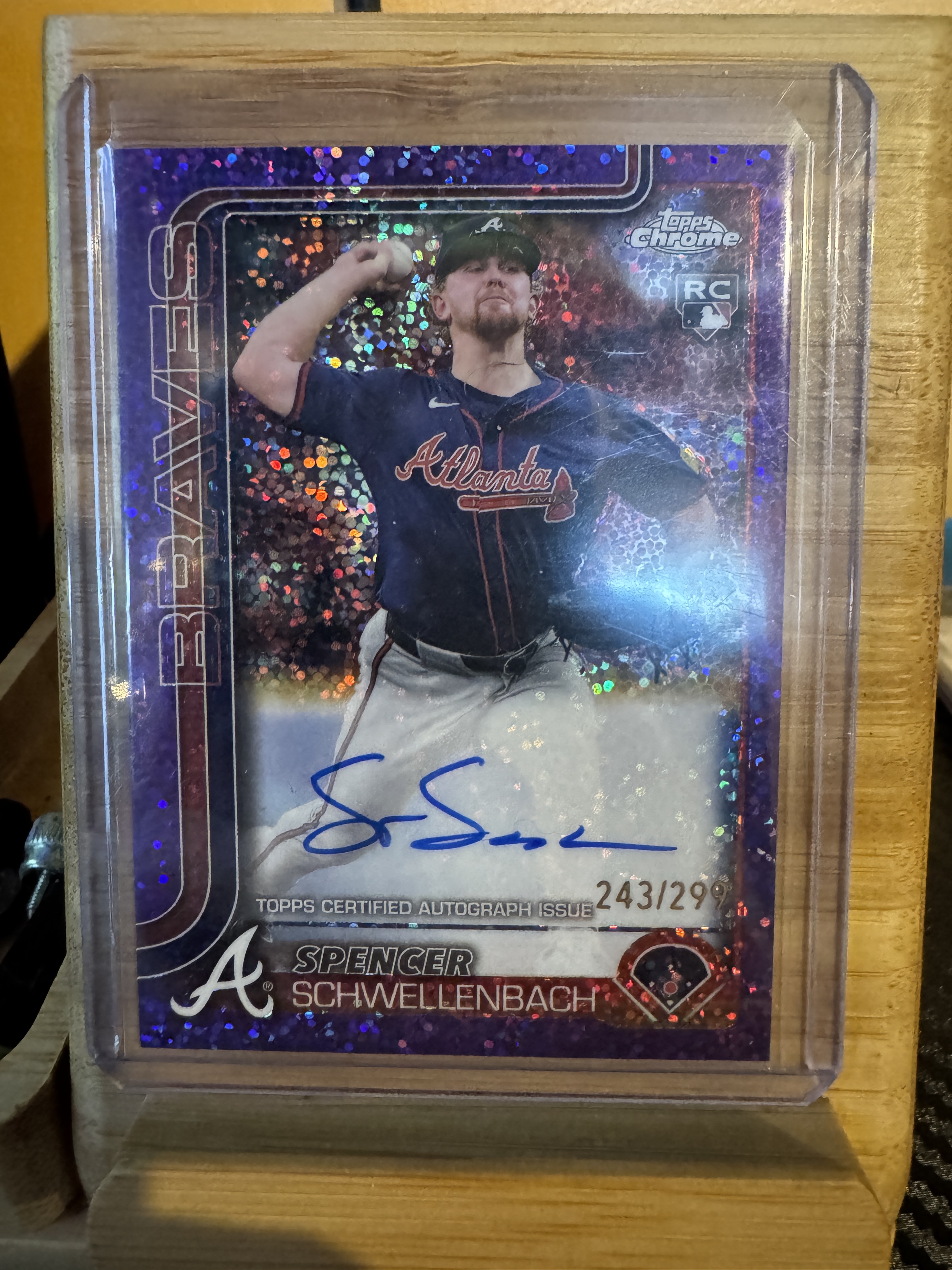 2025 Topps Chrome Baseball Spencer Schwellenbach #RA-SS Purple Speckle Refractor, Raw, front of the card