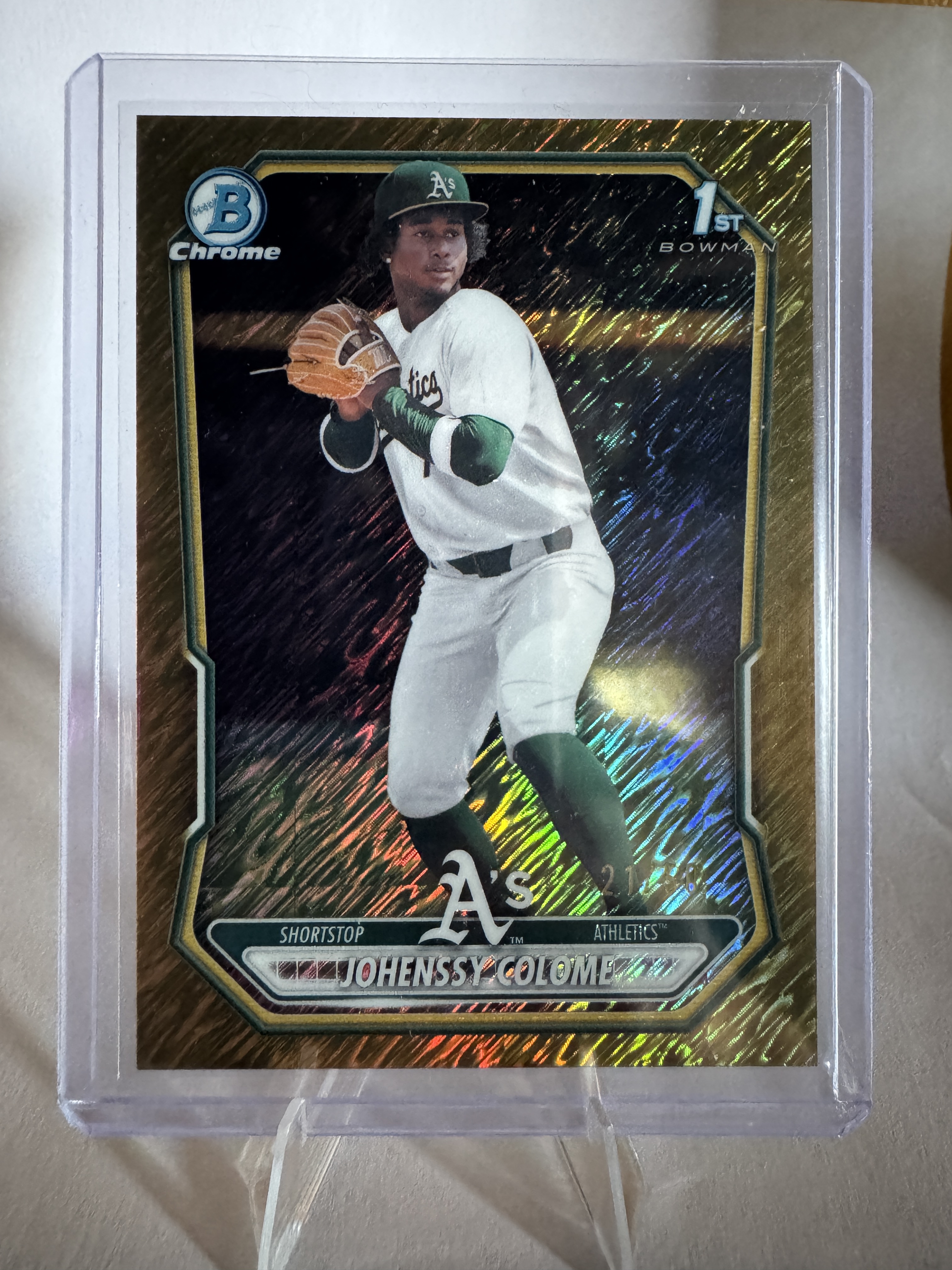 2026 Bowman Chrome Baseball Johenssy Colome #BCP-160 Gold Shimmer Refractor, Raw, front of the card