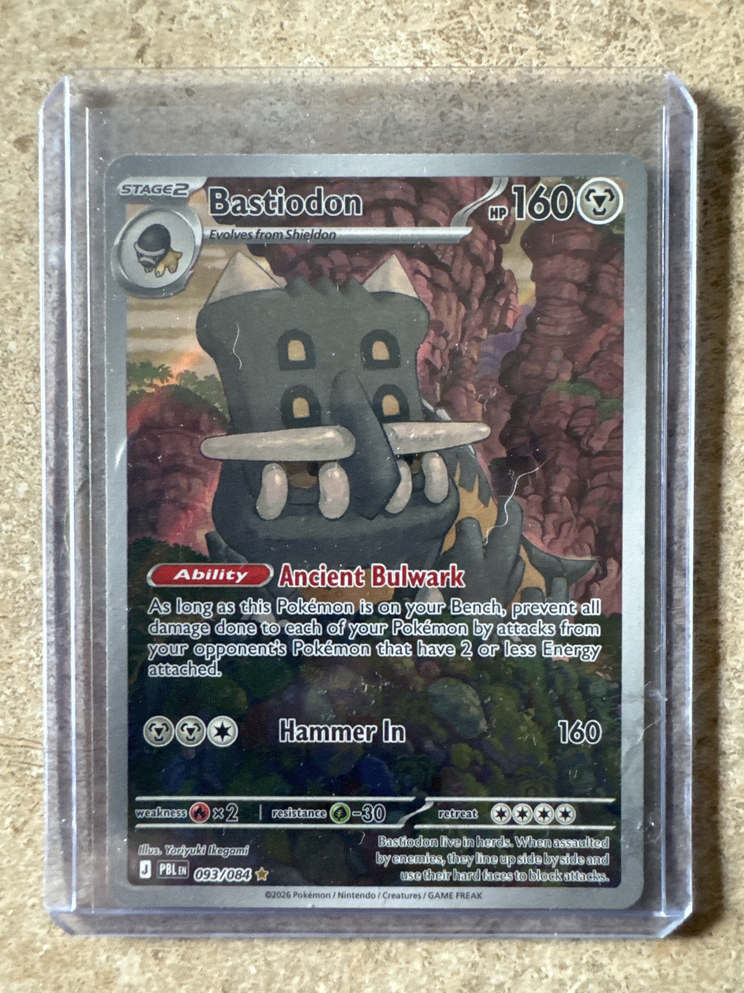 2026 Pokémon Pokemon Mega Evolution Pitch Black Bastiodon #93 Base, Raw, front of the card