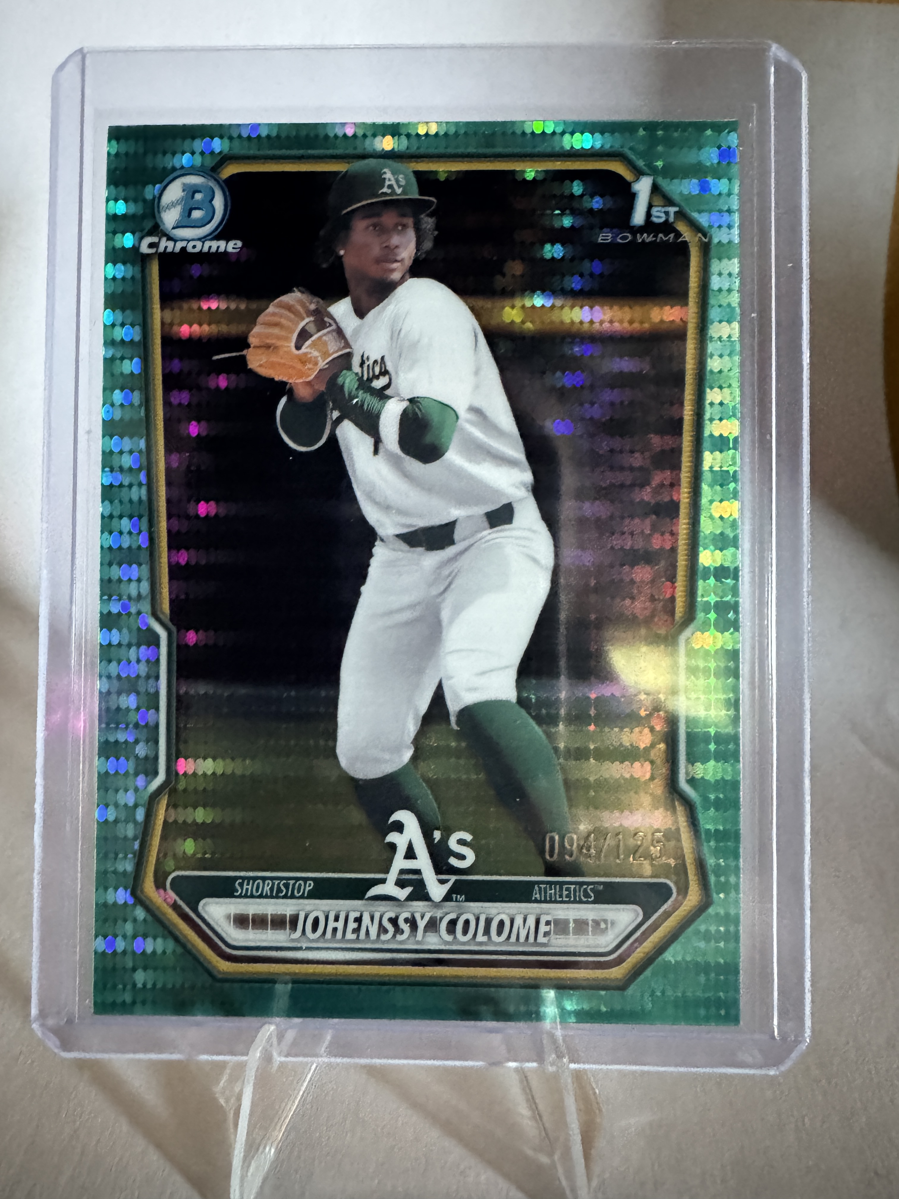2026 Bowman Chrome Baseball Johenssy Colome #BCP-160 Aqua Pulsar Refractor, Raw, front of the card