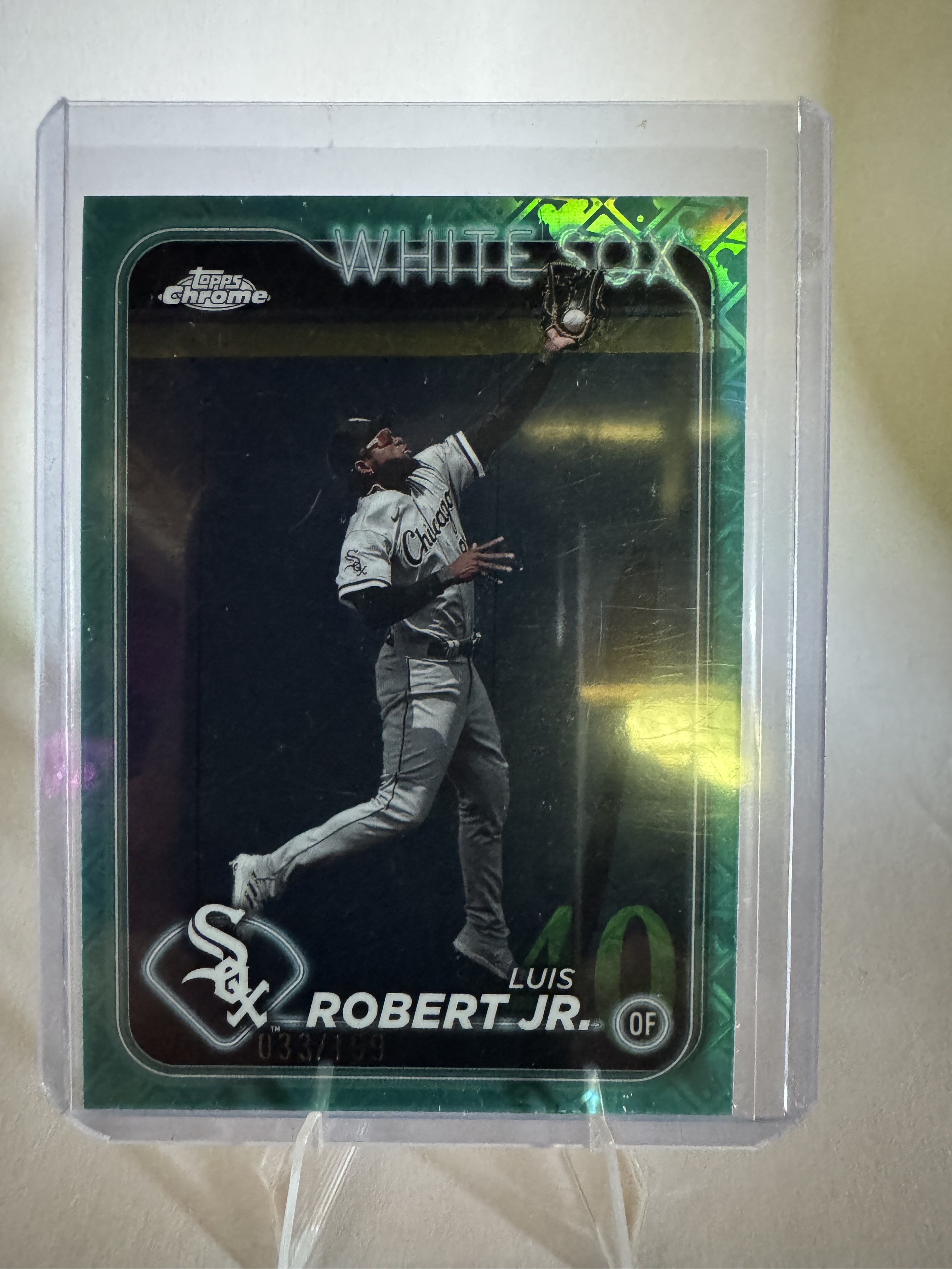 2024 Topps Chrome Baseball Logofractor Luis Robert Jr. #86 Aqua, Raw, front of the card