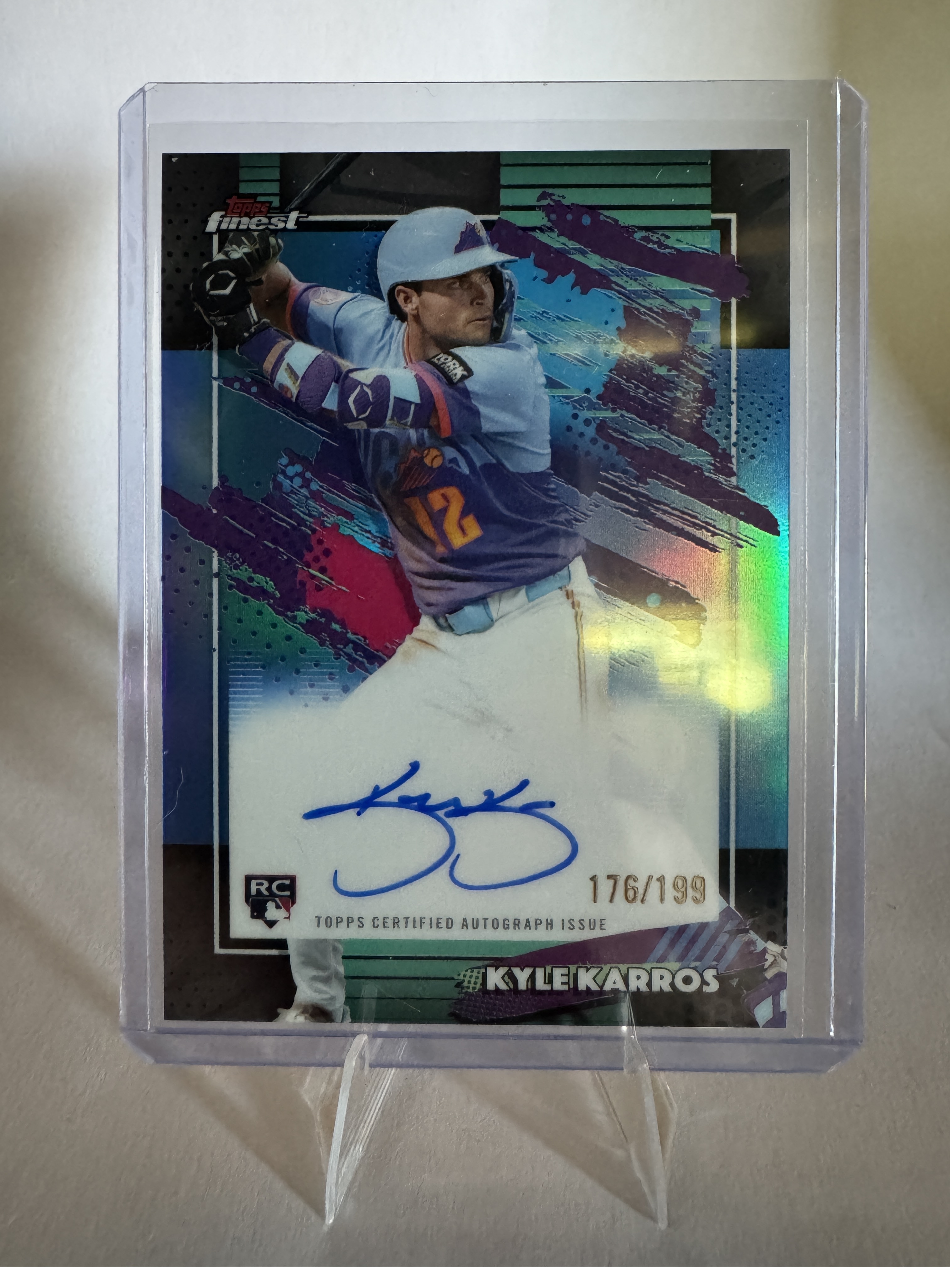 2026 Topps Finest Baseball Kyle Karros #FA-KK Aqua Refractor, Raw, front of the card