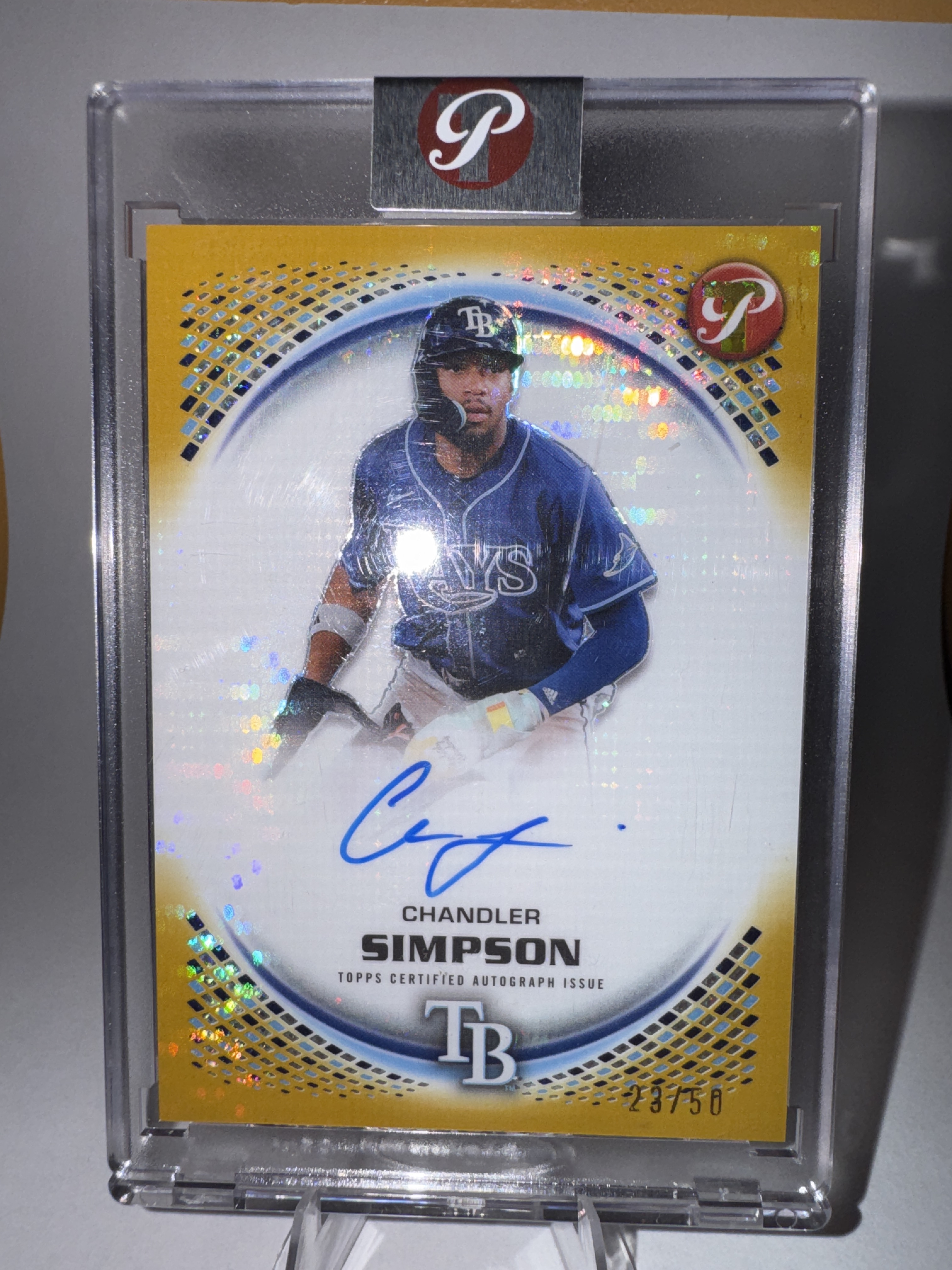 2026 Topps Pristine Baseball Chandler Simpson #PA-CSI Gold, Raw, front of the card